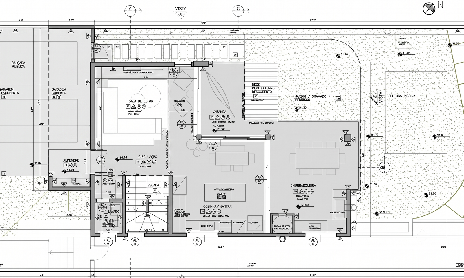 Desenho técnico de arquitetura — planta do projeto